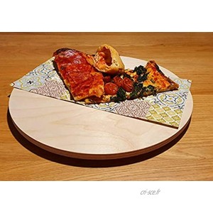 Mami Planche à découper en bois rond Diamètre 34,5 cm Mécanisme de rotation Pizza pain apéritif à servir directement à la table Idée cadeau originale 100 % fabriqué en Italie