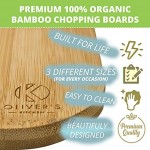 Oliver’s Kitchen – Set de 3 Planches à Découper en Bois – Différentes Tailles Pour Toutes les Occasions – Durable et Résistante – Planches à Découper en Bambou 100% Naturel et Biologique