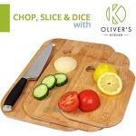 Oliver’s Kitchen – Set de 3 Planches à Découper en Bois – Différentes Tailles Pour Toutes les Occasions – Durable et Résistante – Planches à Découper en Bambou 100% Naturel et Biologique