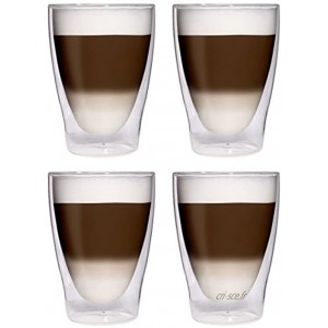 Filosa Feelino Lot de 4 verres à double paroi 280 ml XL pour latte macchiato cocktails thé glacé jus et eau