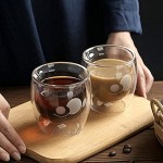 Futihing Tasses à café à double paroi en verre de 150 ml avec poignée pour cappuccino latte macchiato Résistantes à la chaleur Pour café thé lait jus crème glacée chat