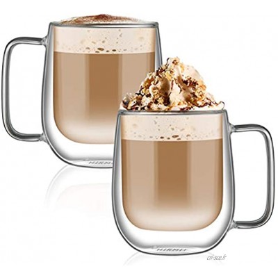 hirmit Lot de 2 tasses à café à double paroi pour cappuccino latte et macchiato 300 ml