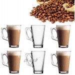 Invero® Lot de 6 tasses à café latté en verre de qualité supérieure contenance 240 ml