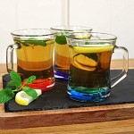 Lav Lot de 6 tasses à boisson chaude en verre avec base colorée pour thé café latte cappuccino 207 ml