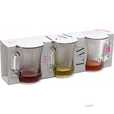 Lav Lot de 6 Tasses en Verre coloré pour thé café Cappuccino Boisson Chaude 225cc