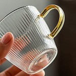 Lot de 6 tasses à thé en verre à lait 120 ml Transparent Motif vertical