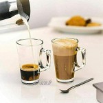 Lot de 6 tasses en verre Latte avec cuillères 240 ml Parfait pour espresso cappuccino café thé chocolat chaud Tassimo & Dolce Gusto café au design unique résistant aux températures élevées