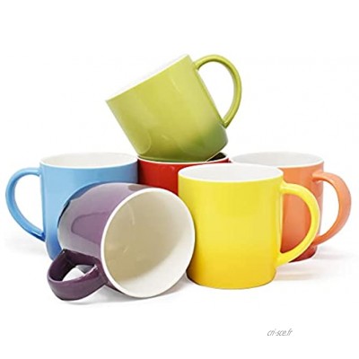 Lot de mug café colorés x 6 Lot de tasse a cafe et thé en grès 380mL Lot tasse a cafe expresso 6 couleurs Lot tasse à café tasse expresso version mug grès Mugs et tasses à café x 6