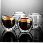 Résistant à la chaleur à double paroi en verre Beer Cup Espresso tasse de café à la main 4pcs Tasse de thé en verre tasses en verre whisky Drinkware durable