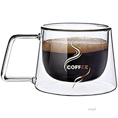Tasse à café à double paroi en verre haute borosilicate double usage résistant à la chaleur isotherme en verre pour thé café usage domestique ou bureau 1