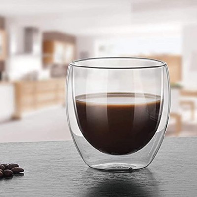 Tasse de lait de thé de café d'eau de tasse à double paroi en verre à double couche 80 ml pour la maison et le bureau 2,4 x 2,4 po