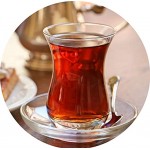 Topkapi Service à thé turc 18 pièces Jasmin-Sultan avec effet optique 6 verres à thé 6 soucoupes 6 cuillères à café ensemble complet pour 6 personnes.