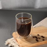 Verres à Double Paroi Lot de 2-350ml Verres à Café Tasse en Verre Borosilicate pour Cappuccino Latte Thé Lait Jus et Eau Gratuit Cuillère en Verre