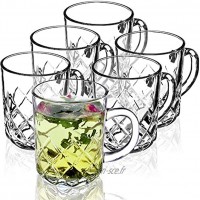 Verres à thé KADAX lot de 6 verres avec anse gobelets en verre pour 6 personnes lavables au lave-vaisselle verres à boire pour café thé eau jus boisson verres à jus verres à eau,