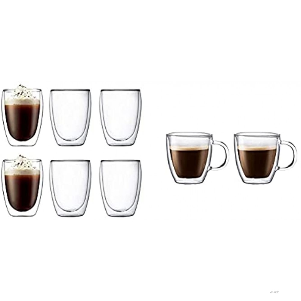 Bodum - 10602-10 - Bistro - Set de 2 Mugs Espresso en Verre Double Paroi  avec Anse - 15 cl , Transparent : : Cuisine et Maison