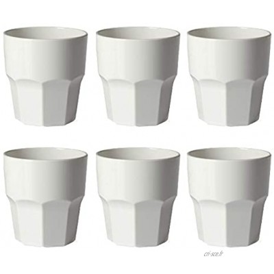 Omada Design 6 verres à boissons de 30 cl pour vos long drink en plastique 9 cm de hauteur incassables,forme octogonale empilables et allant au lave-vaisselle Ligne Unglassy,Blanc