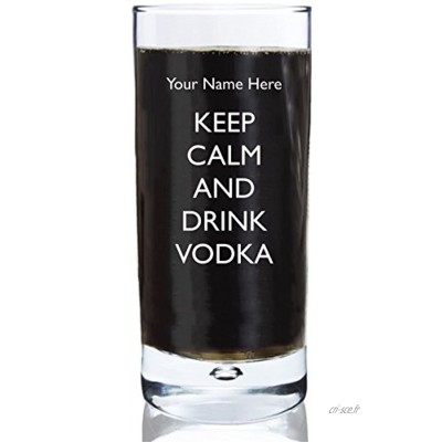 personnalisable avec votre nom avec gravure 296 ml base à bulle Hi Boule en verre avec motif Keep Calm and Drink Vodka