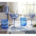 Set de 6 verres de Cristal soufflés à la main en spirale bleue 350ml 11cm de haut et 8cm de large pour offrir en cadeau à un homme ou une femme.