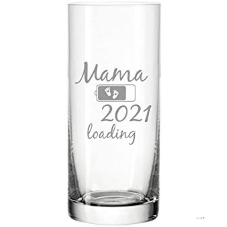 Verre à eau Leonardo avec inscription « Mama loading » Personnalisable Année ou nom au choix Idée cadeau Pour la fête des mères