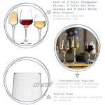 Argon Tableware Verres à vin Blanc à vin Rouge et à Champagne Ensemble de 18 pièces
