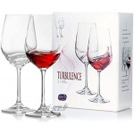 Crystalex Turbulence Lot de 2 verres à vin rouge à long pied durable – Idéal pour bordeaux bordeaux merlot vin rouge ou blanc – Verre à vin universel transparent – Fabriqué en Europe – 350 ml
