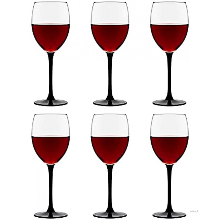 Libbey Verre à vin rouge Contro – 330 ml 33 cl 6 pièces Base noire Vont au lave-vaisselle Qualité supérieure