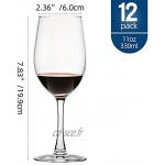 Lot de 12 verres à vin rouge blanc classiques et durables pour toutes les occasions verres à vin tout usage – Design classique – Transparent