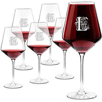 Maverton Ensemble de 6 Verres à Vin en Cristal pour l’homme Verres Personnalisés à Vin Rouge et Blanc Cadeau d’anniversaire pour amateur de vin Lettrine