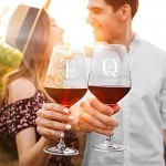 Maverton Set de 2 Verres à Vin en Cristal Verres gravés 530 ml Verres XL Personnalisés Cadeau d’anniversaire pour couple Verres Classiques pour parents Initials
