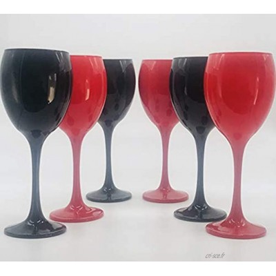 Sables & Reflets 6 Verres à vin teintés Noir et Rouge à vin Rouge à vin Blanc Verre à Eau Spécial Dégustation Aveugle 300 ML