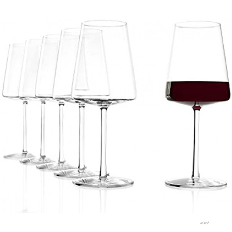 STÖLZLE LAUSITZ verres à vin rouge Power 520 ml I service de 6 grands verre à vin rouge I passe au lave-vaisselle I service de 6 verres à vin incassables I comme du verre soufflé I top qualité