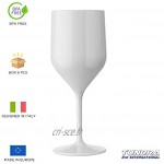 TUNDRA ICE INTERNATIONAL 6 pièces Croisiere 25 cl en polycarbonate plastique rigide verres à vin 100% Italian Design verres incassables réutilisables et lavables au lave-vaisselle blanc