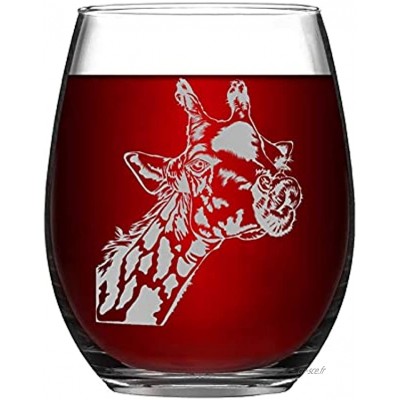 Verre à vin amusant et chic Motif girafe Gravure au laser Pour whisky vin rouge soda lait Cadeau pour maman papa ami épouse mari