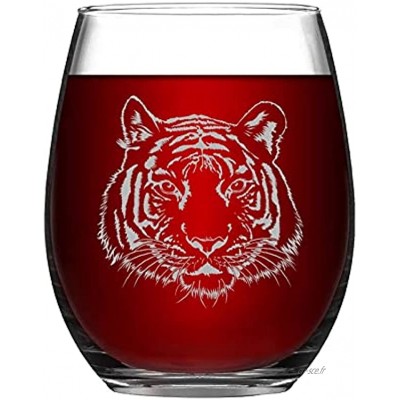 Verre à vin amusant et chic Motif tigre Gravure au laser Pour whisky vin rouge soda lait Cadeau pour maman papa ami épouse mari