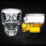 4 pcs Verres à liqueur tête de mort,URMAGIC 75ml Tasse de squelette en cristal,tasse à boire en forme de tête de crâne,verres à whisky de visage de crâne,cadeau d'halloween pour les hommes