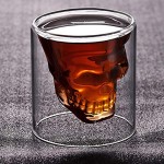 Eidoct Lot de 4 verres à shot en cristal à double paroi en forme de tête de mort Verres à whisky Pour vin cocktail vodka 250 ml