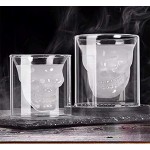 Eidoct Lot de 4 verres à shot en cristal à double paroi en forme de tête de mort Verres à whisky Pour vin cocktail vodka 250 ml