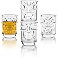 Final Touch TIKI Stackable Shot Glasses Verres à liqueur Clair CLEAR 60ml Hawaiian Themed Pack of 4 TK5301