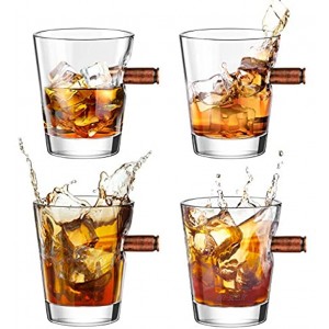Kollea Verre à Shot Personnalisé 4 Pièces Verre Whisky Cristal Verre a Shot Soufflé à la Main Whisky Cadeau pour Homme pour Scotch Bourbon Tequila et Whisky 60 ML