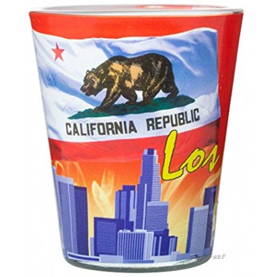 Los Angeles California Skyline and Flag Verre à shot souvenir