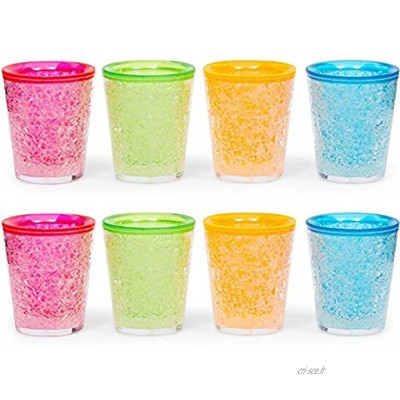 Lot de 8 verres à shot en plastique coloré pour congélateur 5 cm