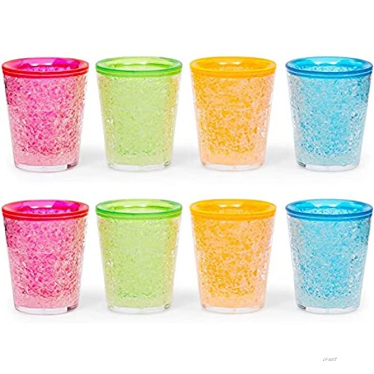 Lot de 8 verres à shot en plastique coloré pour congélateur 5 cm
