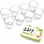 Lot de verres à shot de Soju coréen Également pour whisky tequila liqueur Passe au lave-vaisselle 50 ml 8 pièces