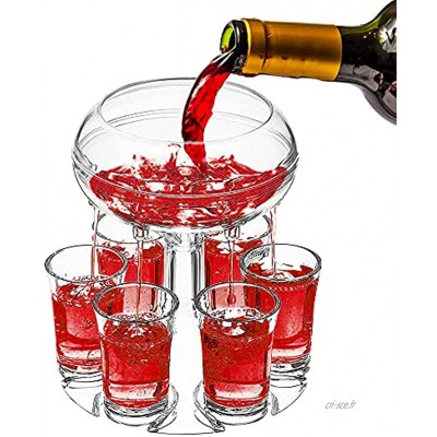 MOPOIN Distributeur de verres à shot avec verres 6 verres à shot et support Transparent Distributeur de shot multi bar Jeux à boire Distributeur de boissons pour cocktail