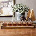 MyGift Ensemble de 12 verres à shot et poignées découpées en bois massif marron brûlé rustique