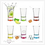 PLATINUX Lot de 6 verres à shot multicolores 2,5 cl