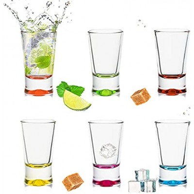 PLATINUX Lot de 6 verres à shot multicolores 2,5 cl