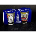 Shot Glasses 2177005 Lot de 2 verres à shot à bord doré Motif monuments londoniens