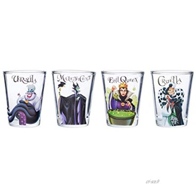 Silver Buffalo DP031SG5 Disney Villains Mini Glass Set 4-Piece set 1 oz. Each Clear by Disney