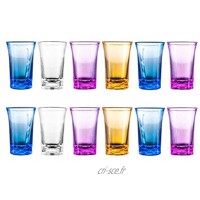 Tianbi Lot de 6 12 verres à shot en acrylique transparent avec base lourde